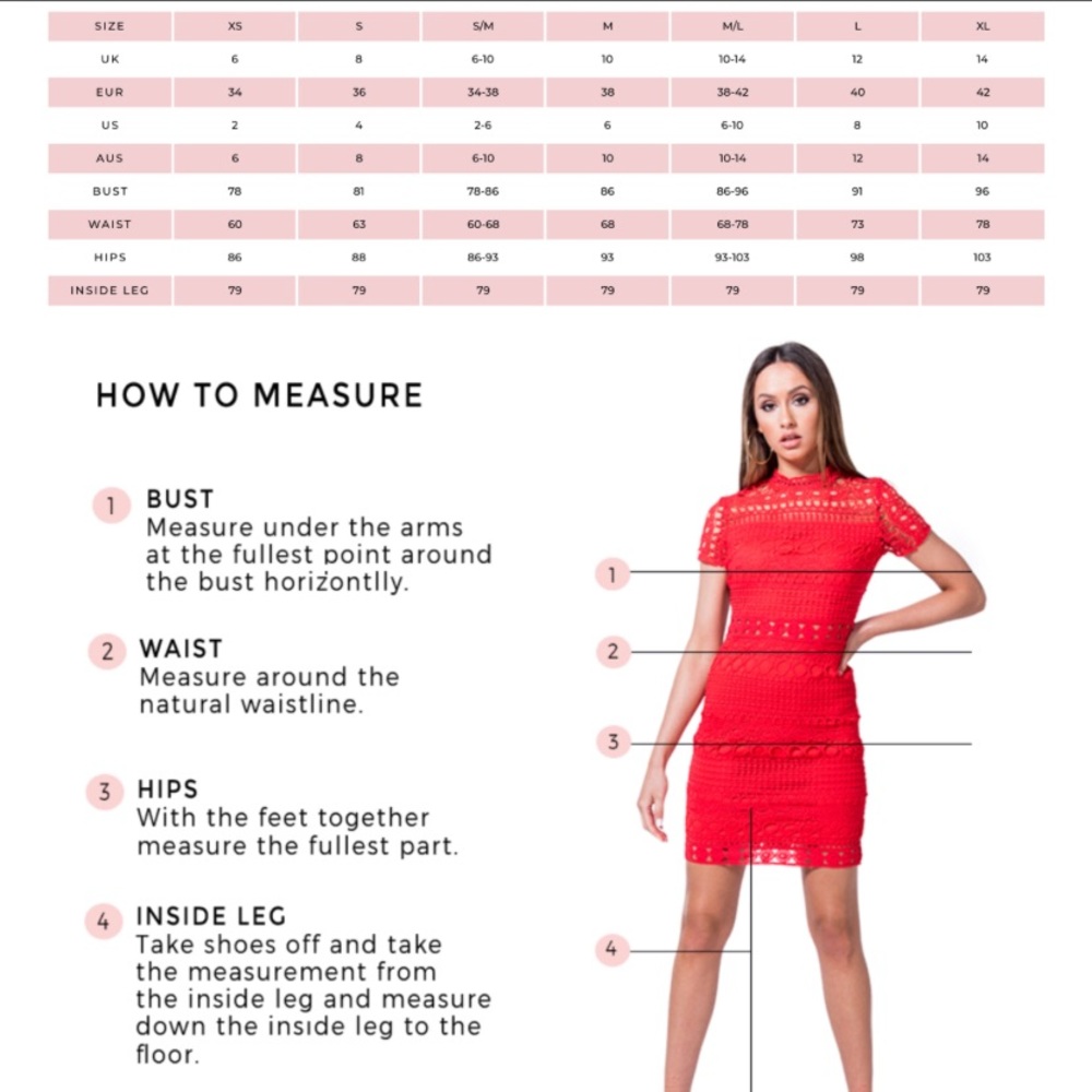 Size Guide, NOT FOR SALE